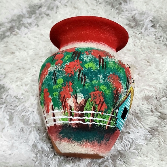 Vintage Hand-Painted Terracotta Clay Pot Vase - Picture 3 of 9